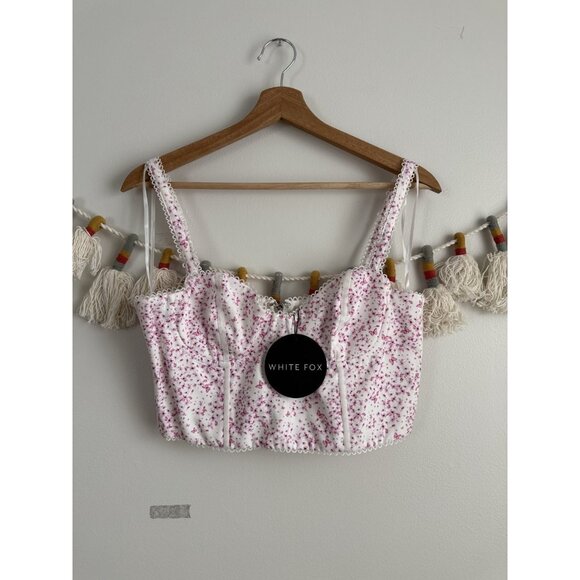 Wildfox Weekend Love Bustier Pink Butterfly Floral Corset Top Coquette Fairy NWT - Picture 1 of 7